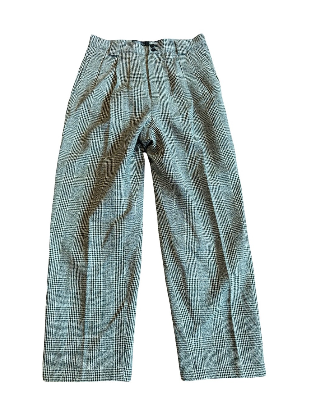 Alanni by Donny Brooke Black Houndstooth Plaid Trousers Wide Size 14 Women's